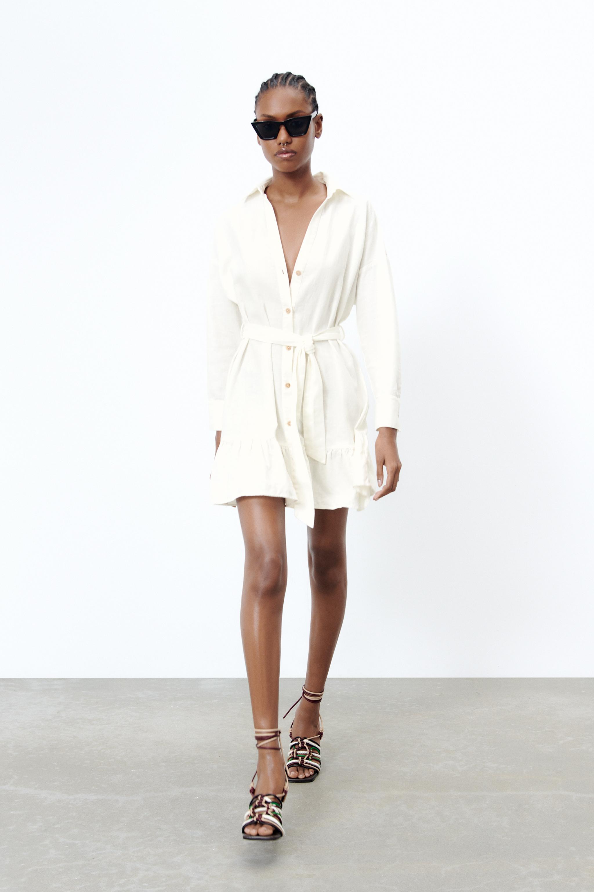 Linen shirt dress zara best sale